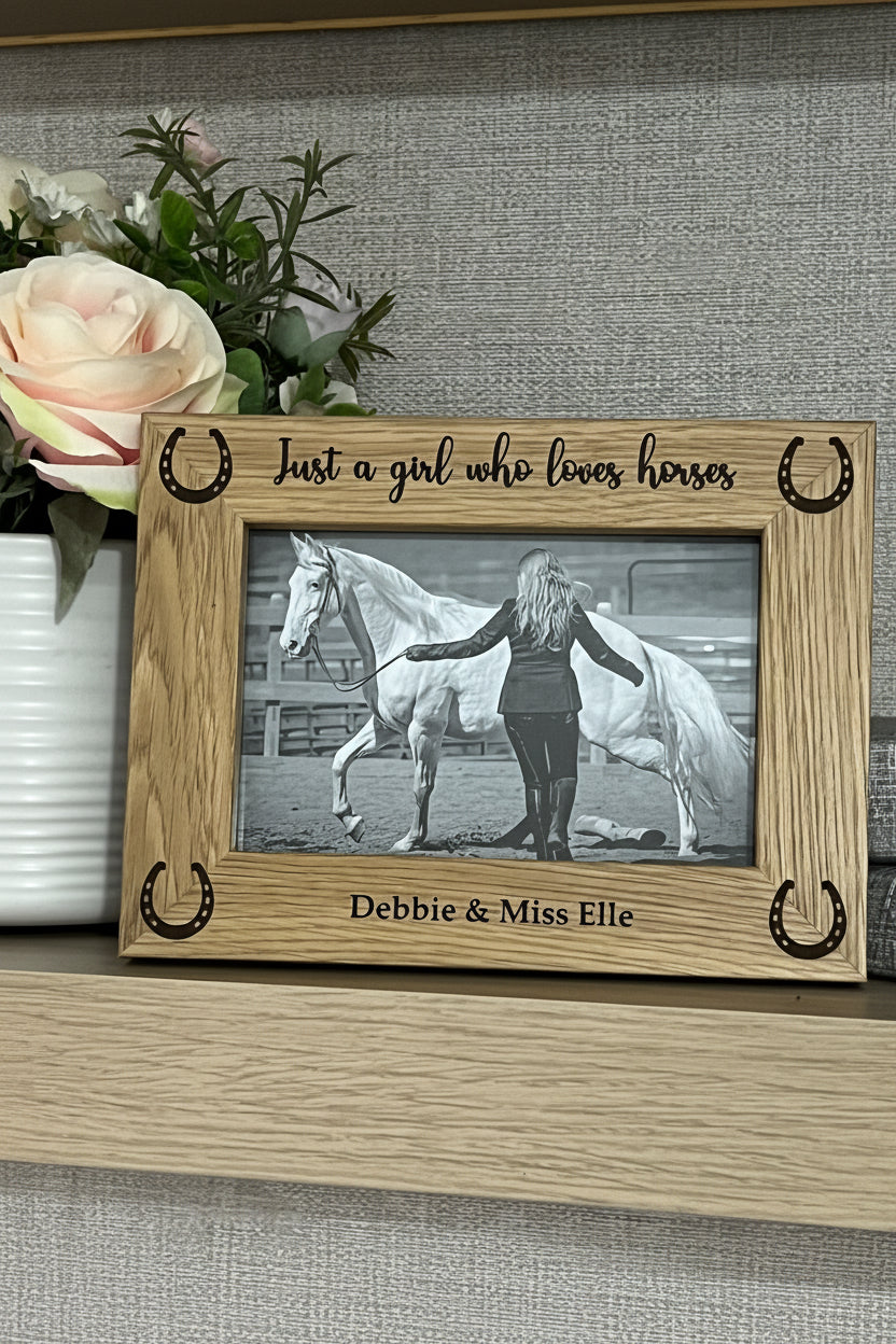 Personalised Horse & Rider Photo Frame | 6×4 or 5×7 | Equestrian Keepsake