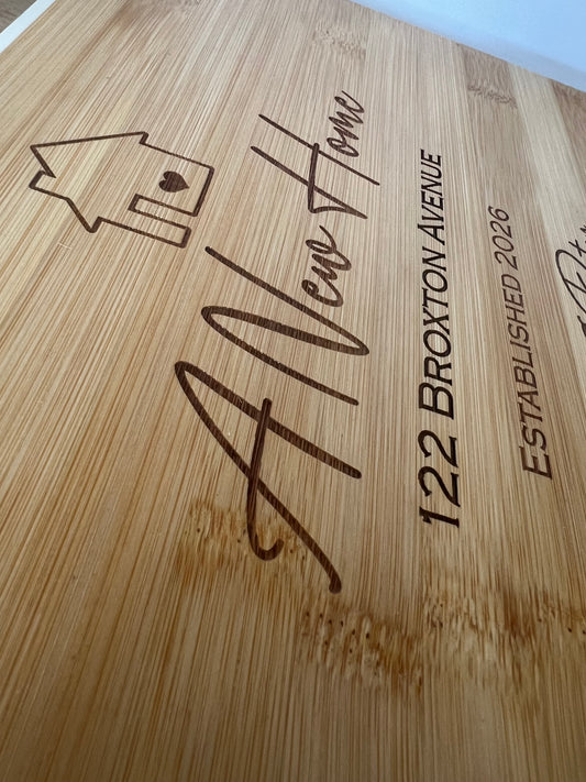 Personalised Cutting Board | New Home & Housewarming Gift | Engraved Bamboo