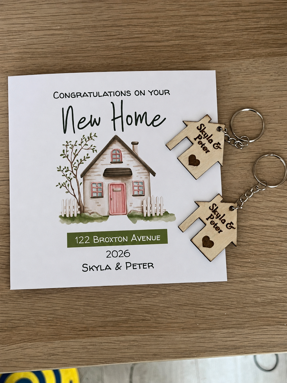 Personalised New Home Card & Candle | Moving House Card with Optional Engraved Keyring