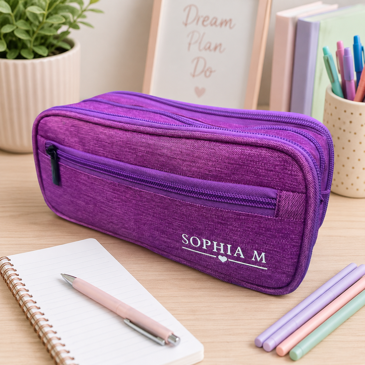 Personalised Pencil Case | 4-Zip School & University Stationery Organiser