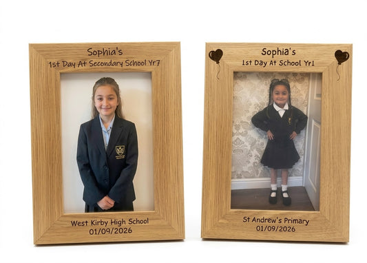 Personalised First Day of School Photo Frame - Oak Effect 6x4