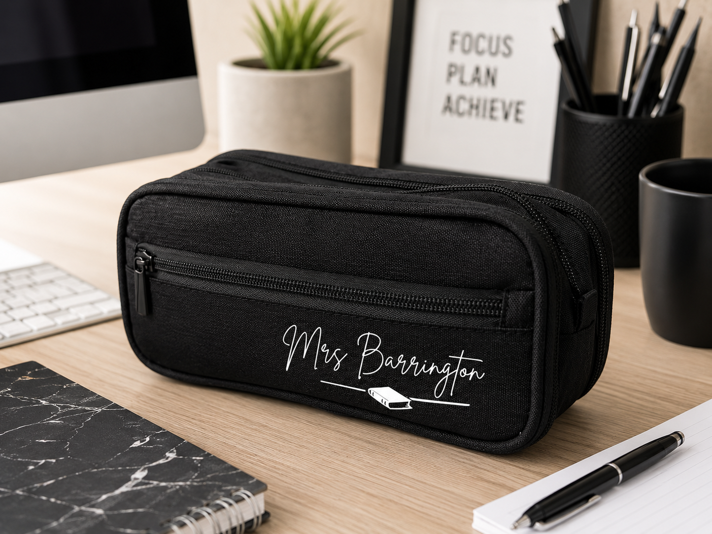 Personalised Pencil Case | Multi-Zip Organiser with Name & Image | School, Uni & Office