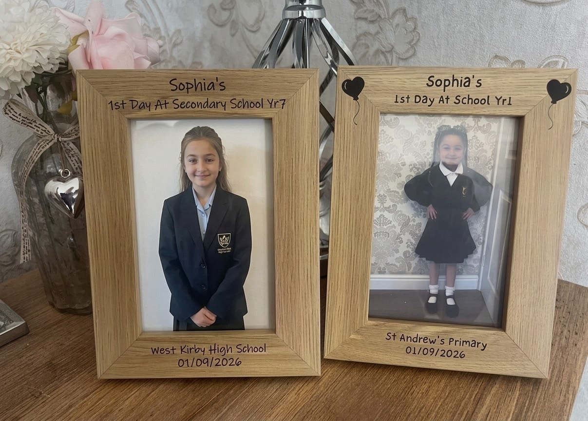 Personalised First Day of School Photo Frame - Oak Effect 6x4