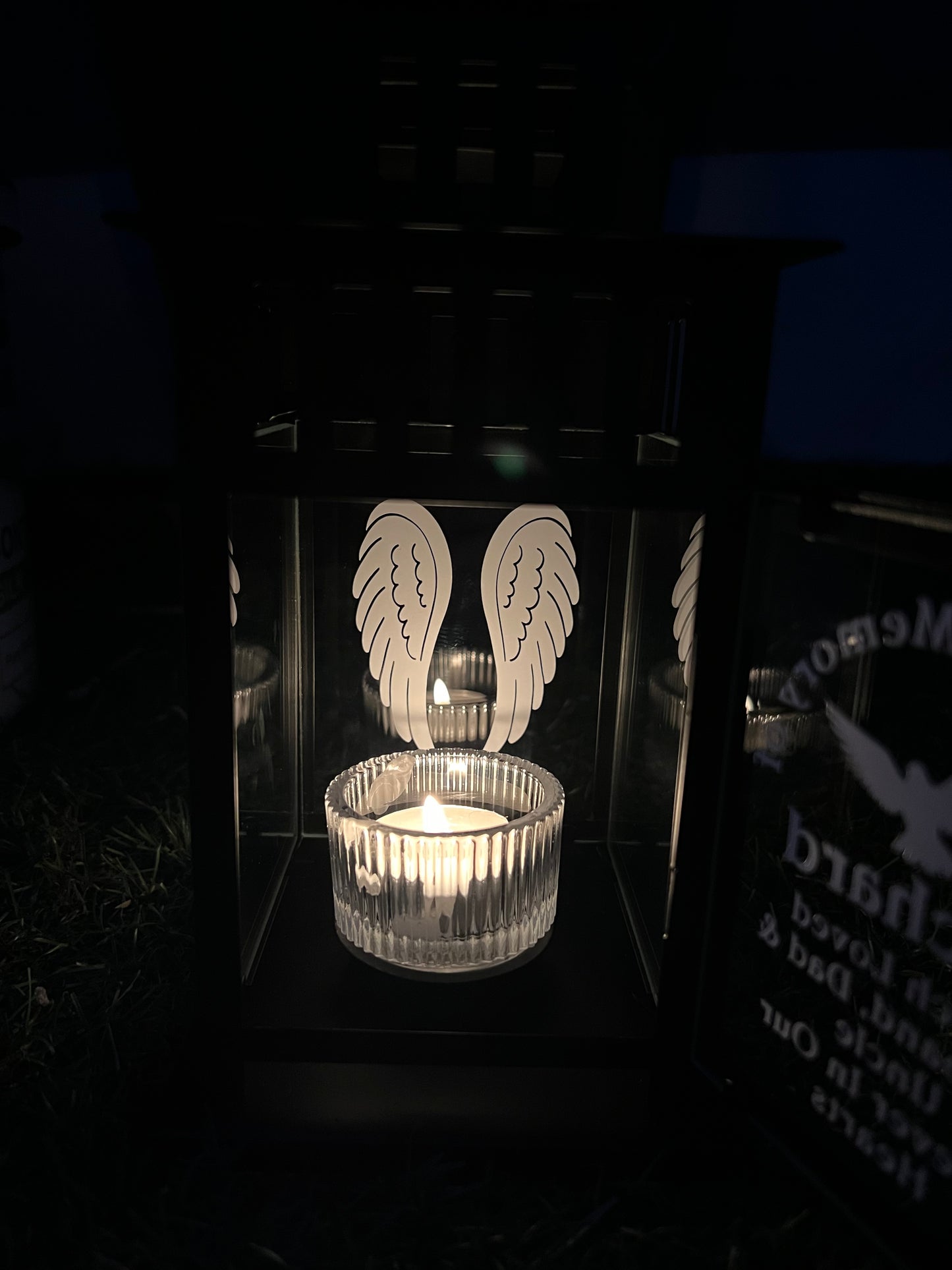 Personalised Memorial Lantern with Tealight, Graveside Remembrance Gift