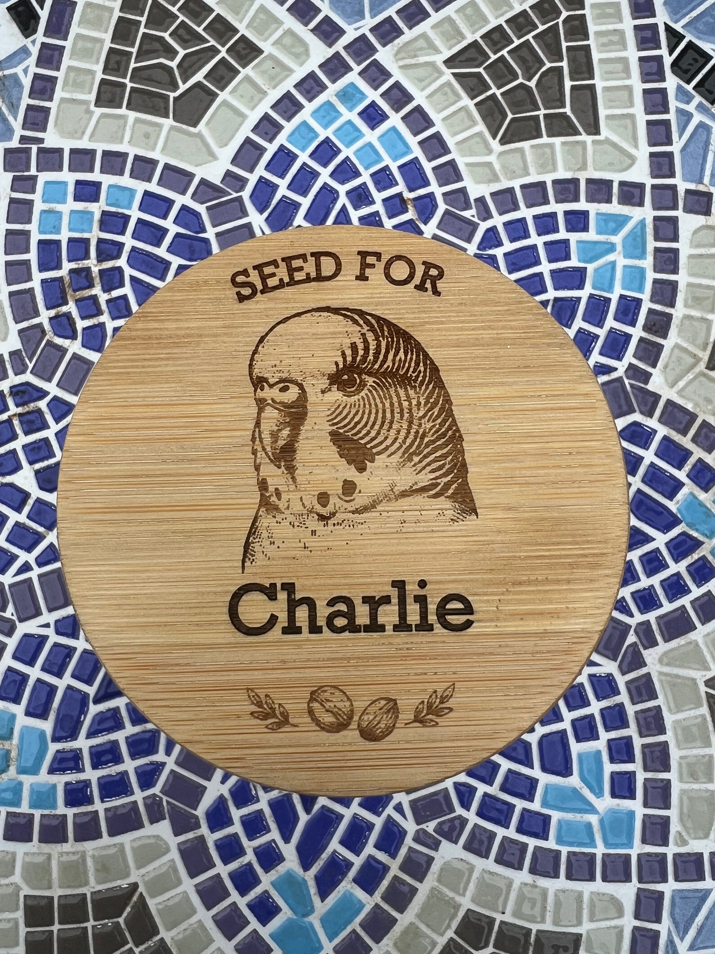 Personalised Engraved Bird Seed Jar — Budgie, Parakeet & Parrot Design