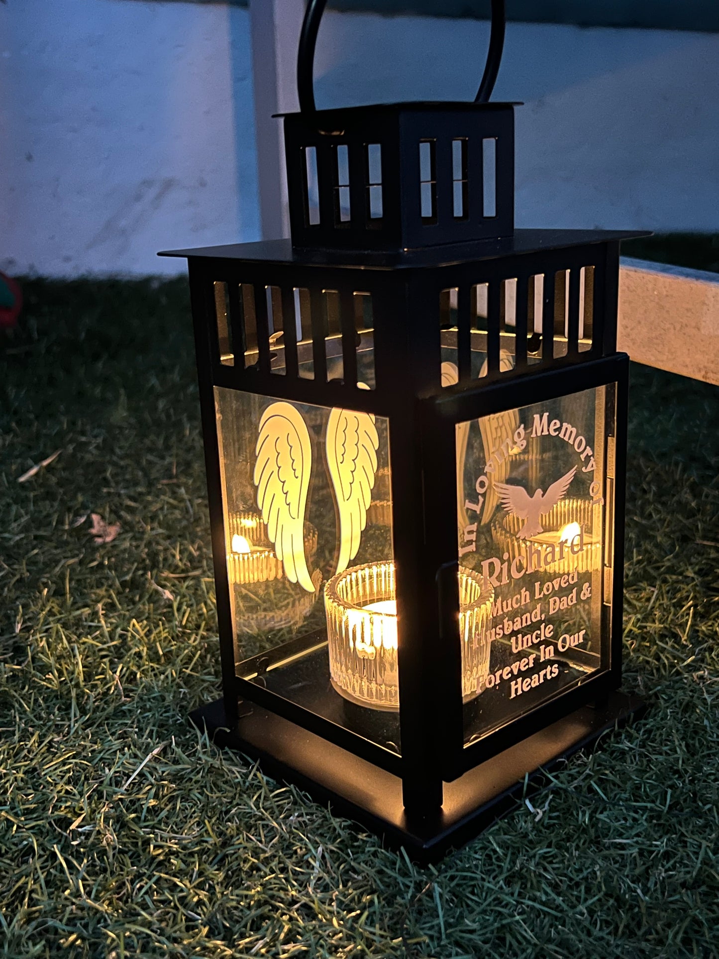 Personalised Memorial Lantern with Tealight, Graveside Remembrance Gift