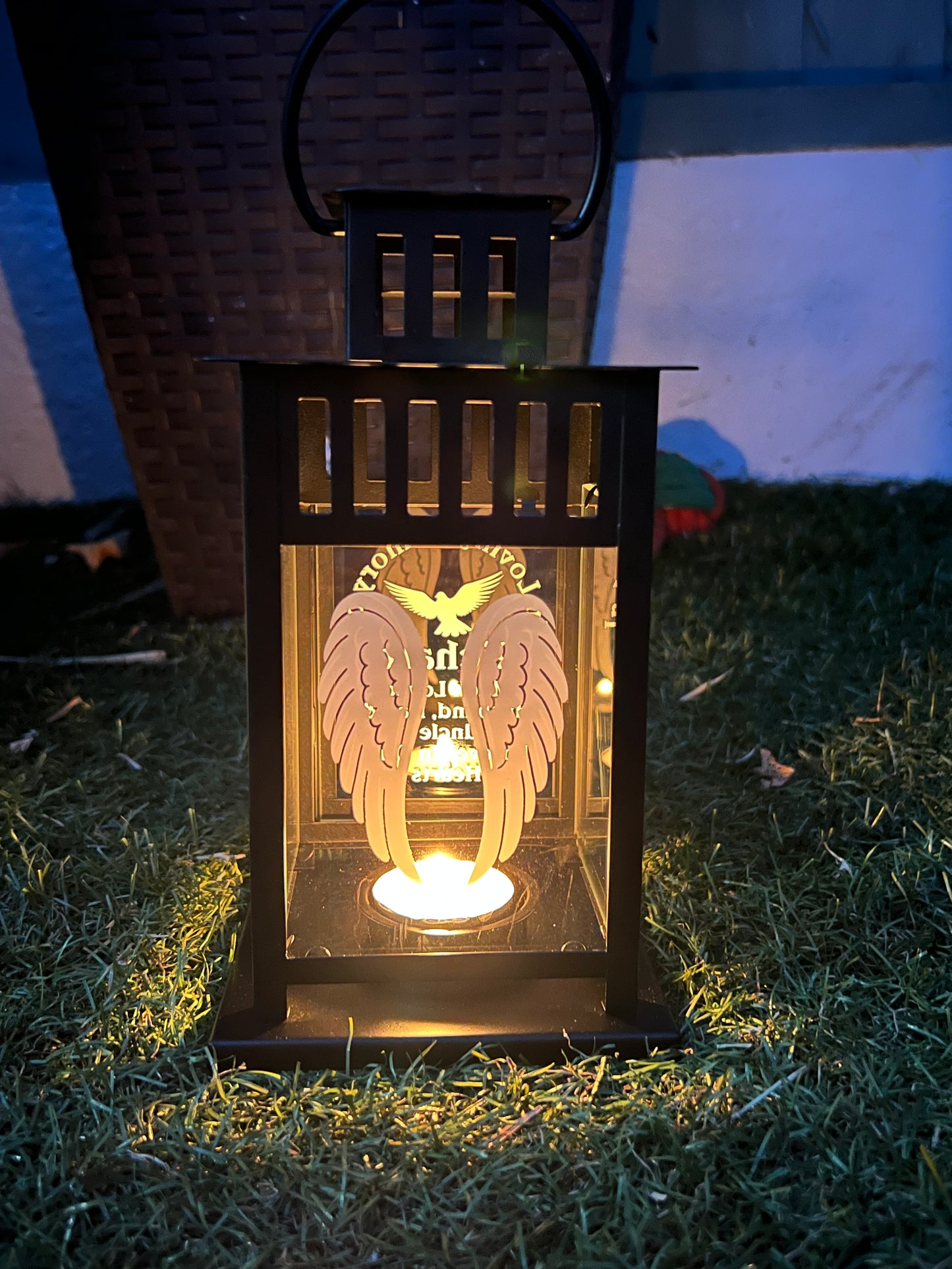 Personalised Memorial Lantern with Tealight, Graveside Remembrance Gift