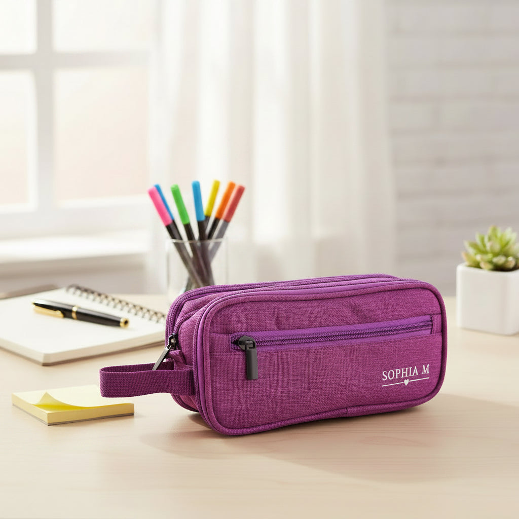 Personalised Pencil Case | 4-Zip School & University Stationery Organiser