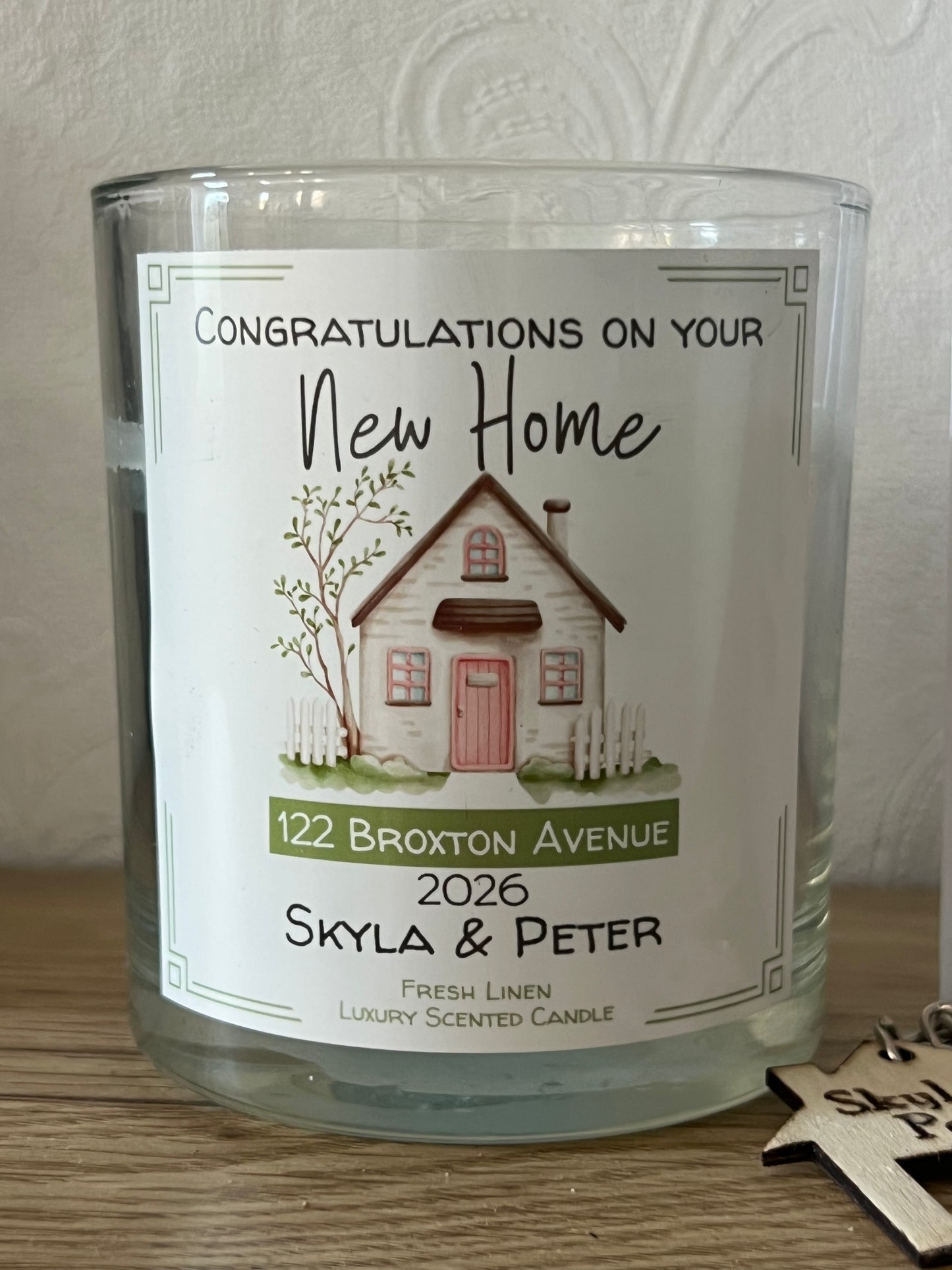 Personalised New Home Card & Candle | Moving House Card with Optional Engraved Keyring