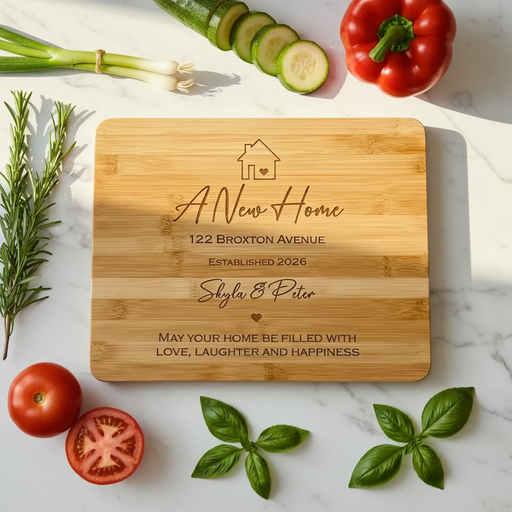 Personalised Cutting Board | New Home & Housewarming Gift | Engraved Bamboo
