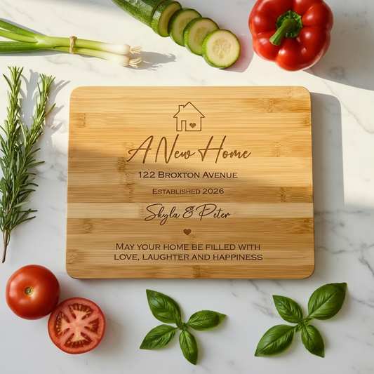 Personalised Cutting Board | New Home & Housewarming Gift | Engraved Bamboo