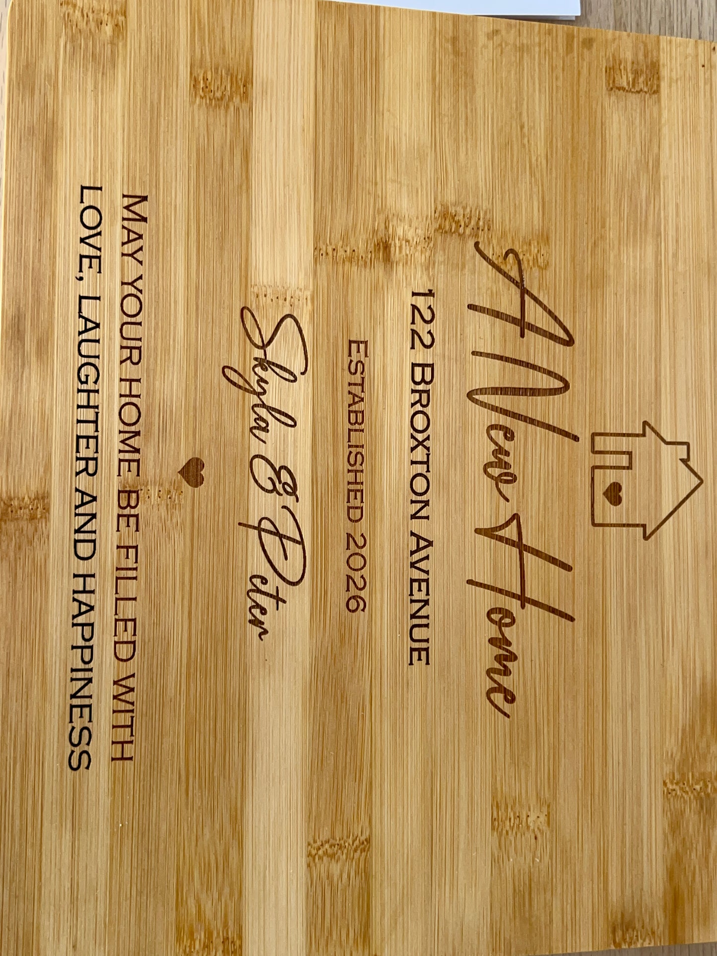 Personalised Cutting Board | New Home & Housewarming Gift | Engraved Bamboo