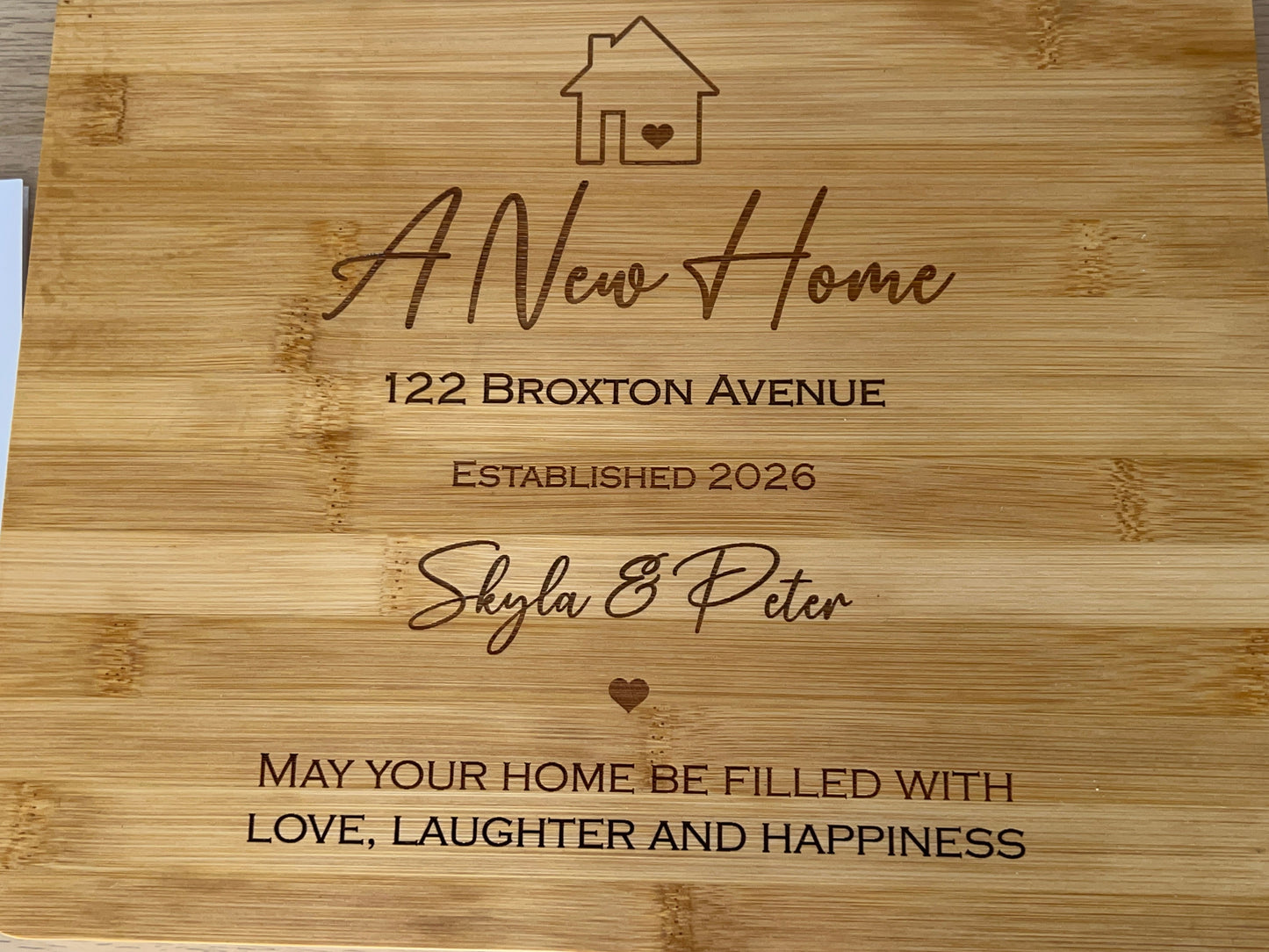 Personalised Cutting Board | New Home & Housewarming Gift | Engraved Bamboo