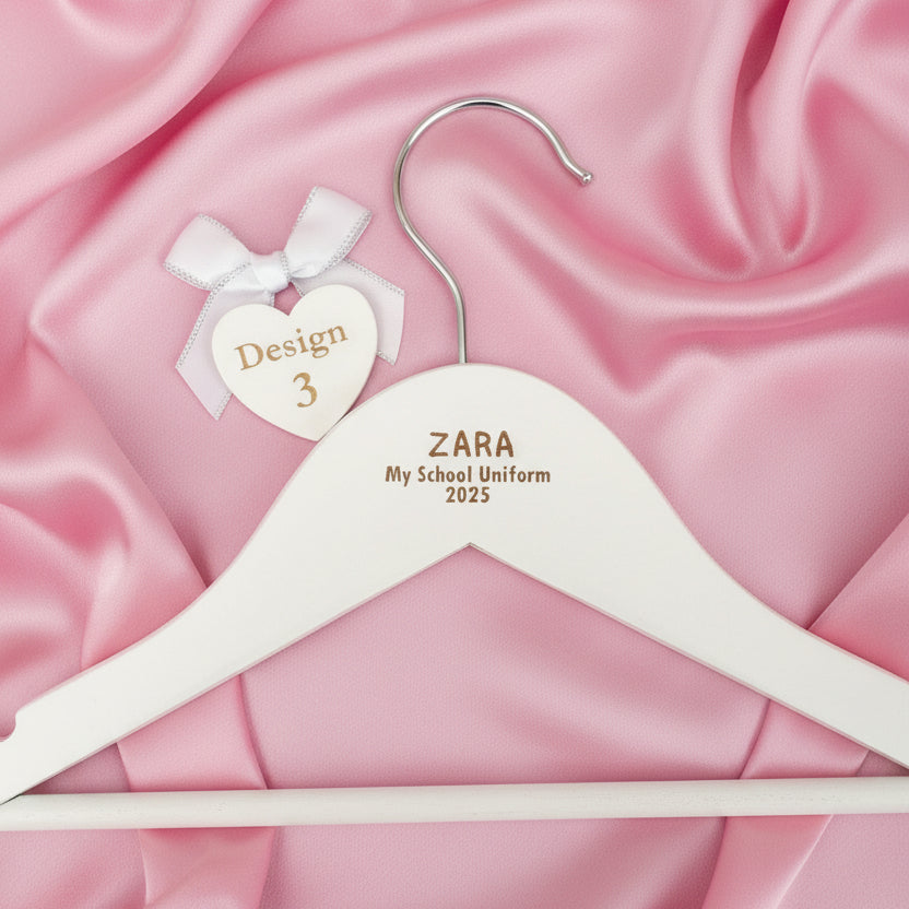 Personalised Children's Engraved Wooden School Hangers | Weekday Uniform Organiser