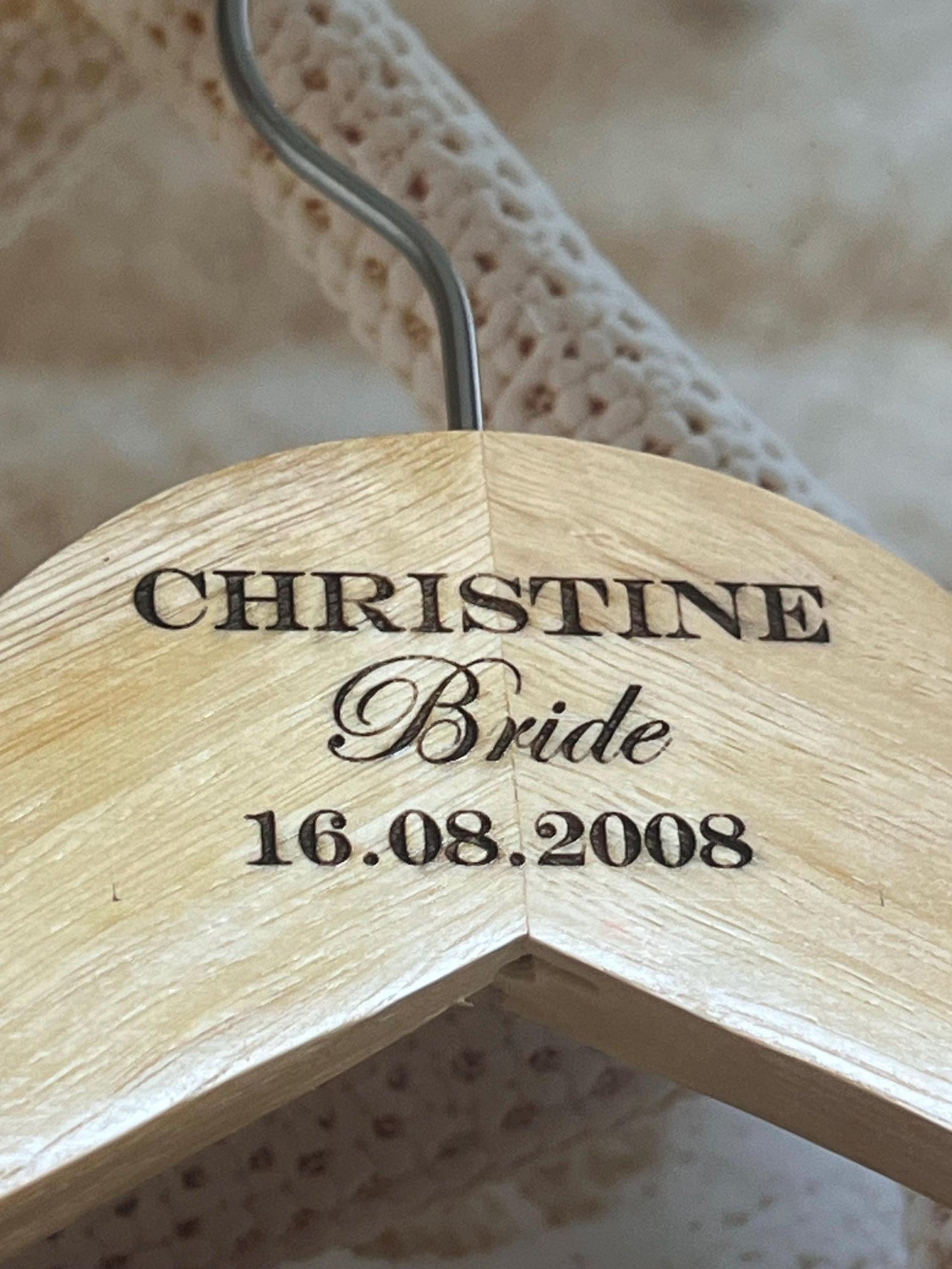 Wedding hanger- Engraved wooden hanger-Personalised to your wedding. keepsake. Bride- Groom-Best man-Bridesmaid-Wedding party-Wedding Favour