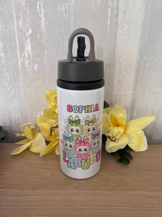 Labubu inspired water bottle | Labubu | with name | aluminium water bottle | child’s water bottle
