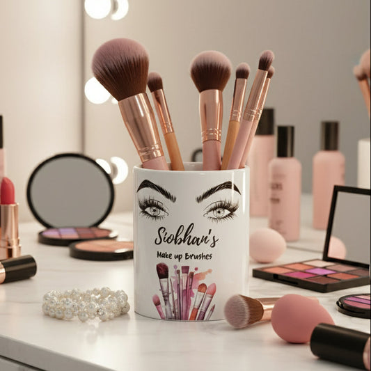 Personalised Makeup Brush Holder - Custom Engraved Organiser for Dressing Table & Vanity