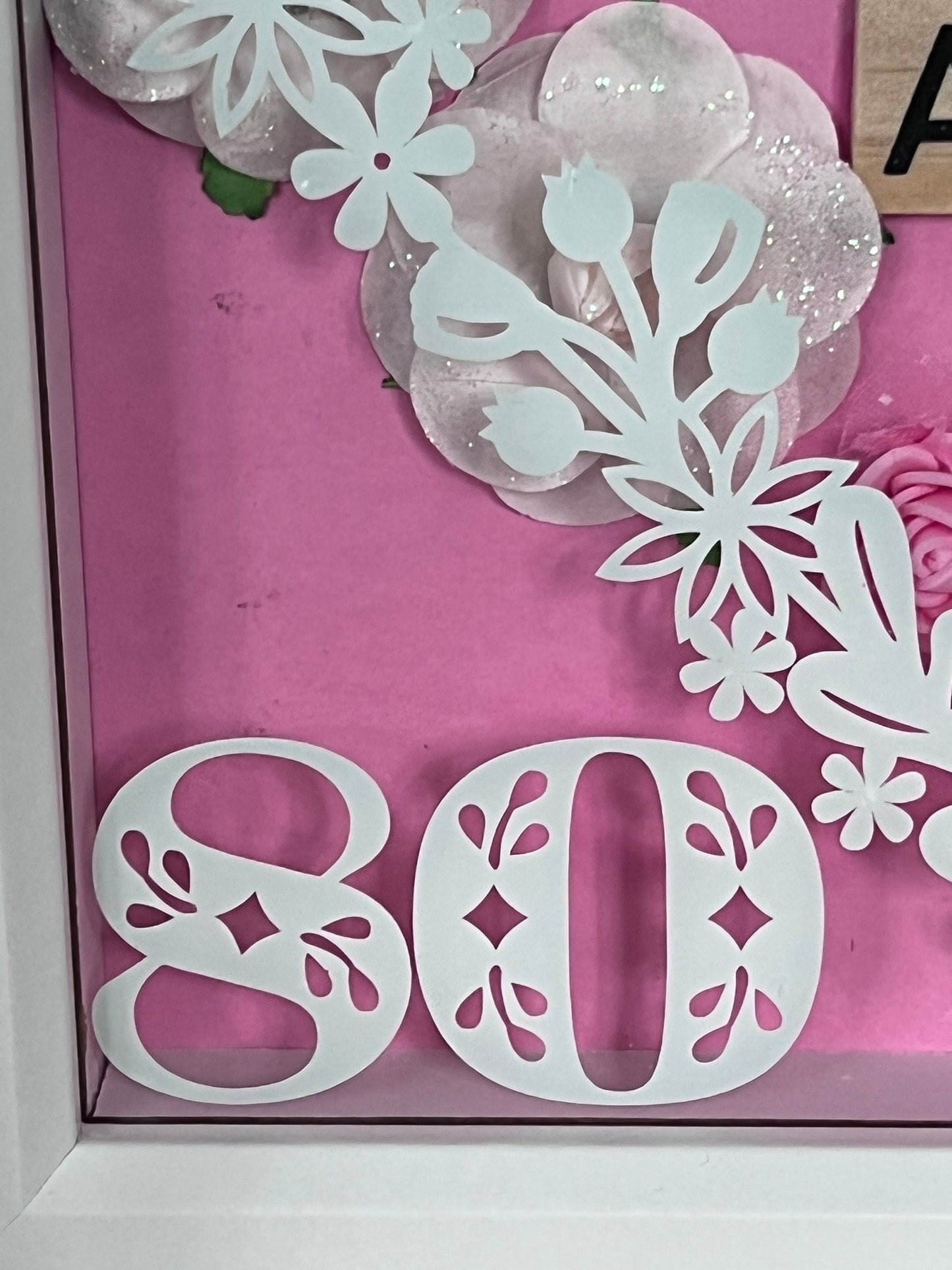 Personalised Birthday floral box frame. Handmade with own words.  Birthday keepsake, Mum, Aunt, Sister, friend Birthday gift.